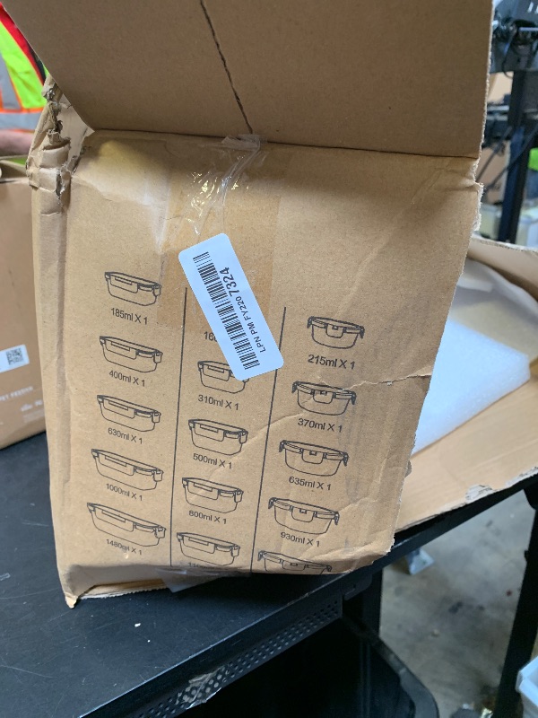 Photo 1 of KOMUEE 30 Pieces Glass Food Storage Containers Set, Glass Meal Prep Containers Set with Snap Locking Lids, Airtight lunch Containers for Microwave, Oven, Freezer & Dishwasher,Gray