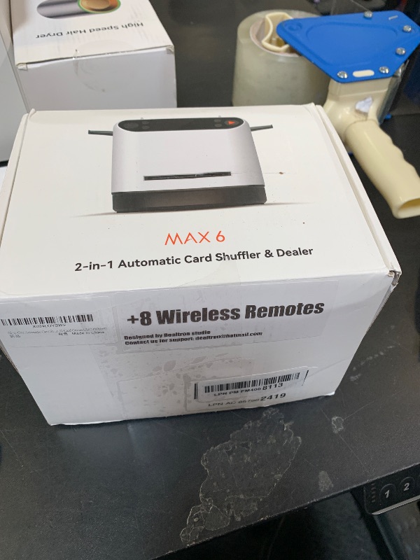 Photo 1 of All-in-One Automatic Card Shuffler and Dealer,with 8 Remotes,Programmable Dealer,Card Shuffler 2 Deck,360° Rotation,Ultra Quiet,Rechargeable,up to 12 Players,for All Card Games (White&Black)