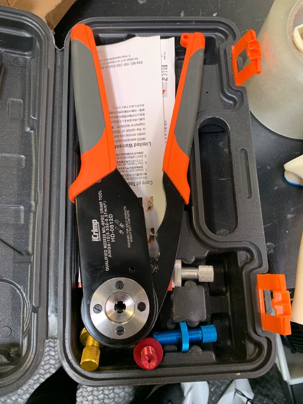 Photo 1 of iCrimp HD-0812D 12-8 AWG Upper Range Crimp Tool Eight Indent Deutsch Solid Contacts & Harting HAN C, HAN D, HAN E Heavy Duty Contacts