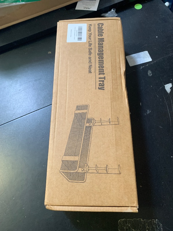 Photo 1 of [Upgraded] 2 Pack Cable Management Under Desk Tray, Xpatee 27.6" No Drill Open Slots Cable Management Tray, Cord Wire Organizer Box with Clamp for Table Thickness up to 3" - No Desk Damage(Black)