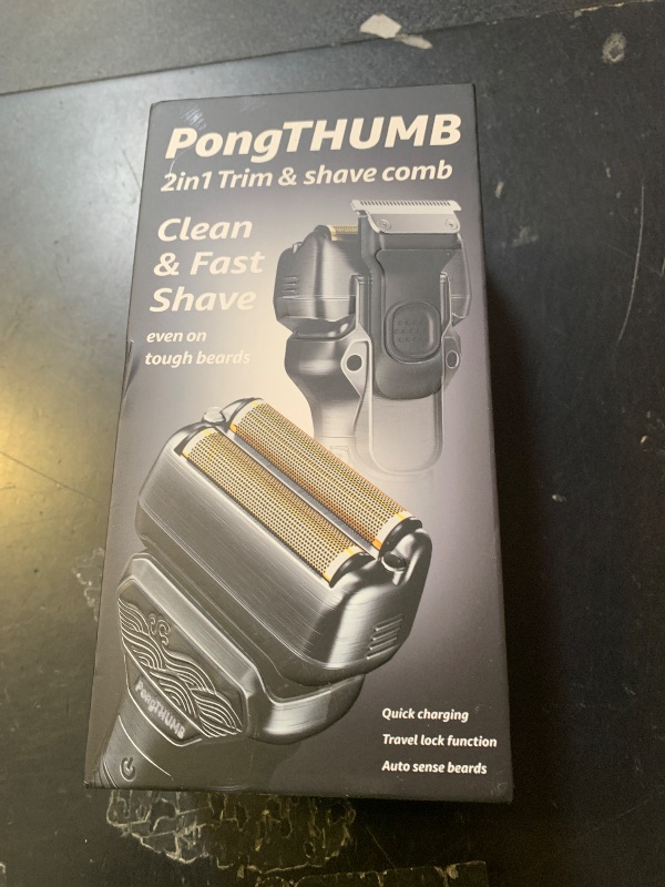 Photo 1 of PongTHUMB Electric Razor for Men with Pop-Up Trimmer: Rechargeable Cordless Foil Shaver for Face - Wet/Dry/Anti-Slip Waterproof Shavers with LED Display - Metal Handheld Design Light Gray