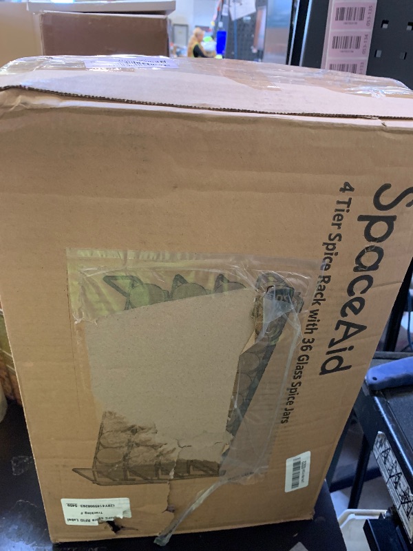 Photo 1 of SpaceAid Spice Rack Organizer with 36 Spice Jars, 386 Spice Labels, Chalk Marker and Funnel Set for Cabinet, Countertop, Pantry, Cupboard or Door & Wall Mount - 36 Jars, 17.2" W × 10.8" H, Black