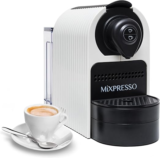 Photo 1 of Mixpresso White Espresso Coffee Machine – Compact 1400W Single Serve Coffee Maker Compatible with Nespresso OriginalLine Capsules, One-Touch Operation, 19-Bar Italian Pump, 27oz Water Tank