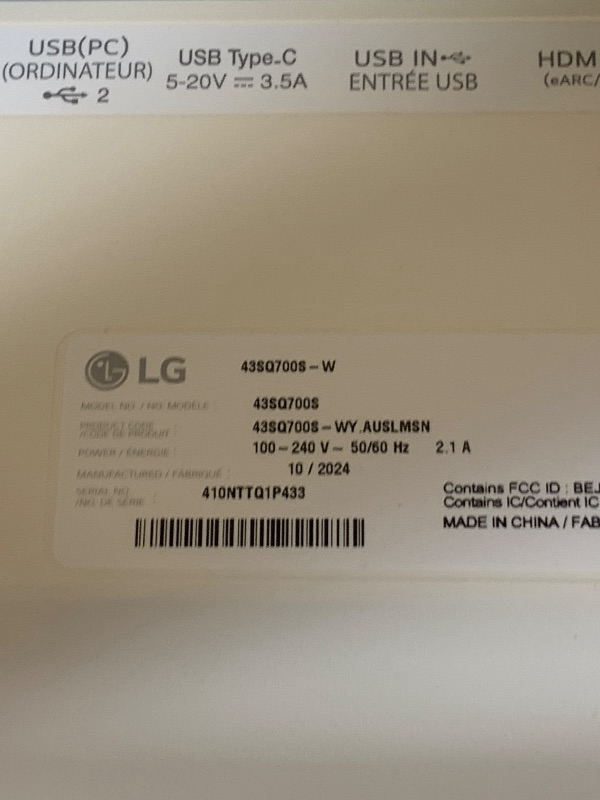 Photo 1 of Lg smart display 43sq700s