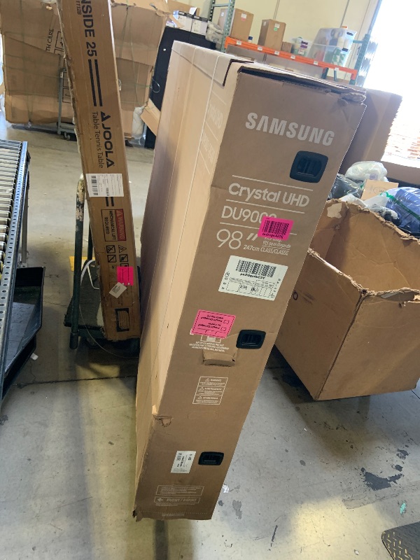 Photo 1 of Samsung 98-Inch Class 4K Crystal UHD DU9000 Series HDR Smart TV, Object Tracking Sound Lite, Motion Xcelerator 120Hz, Supersize Picture Enhancer, Mega Contrast, Alexa Built-In (UN98DU9000, 2024 Model)------BROKEN SCREEN PARTS ONLY 