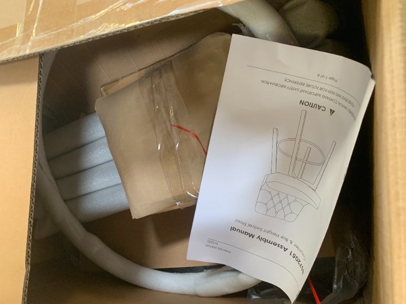 Photo 1 of KISLOT Counter Height Swivel Barstools with Back,26" H Seat Height Upholstered Bar Stools for Kitchen Island,Set of 3,Grey Fabric