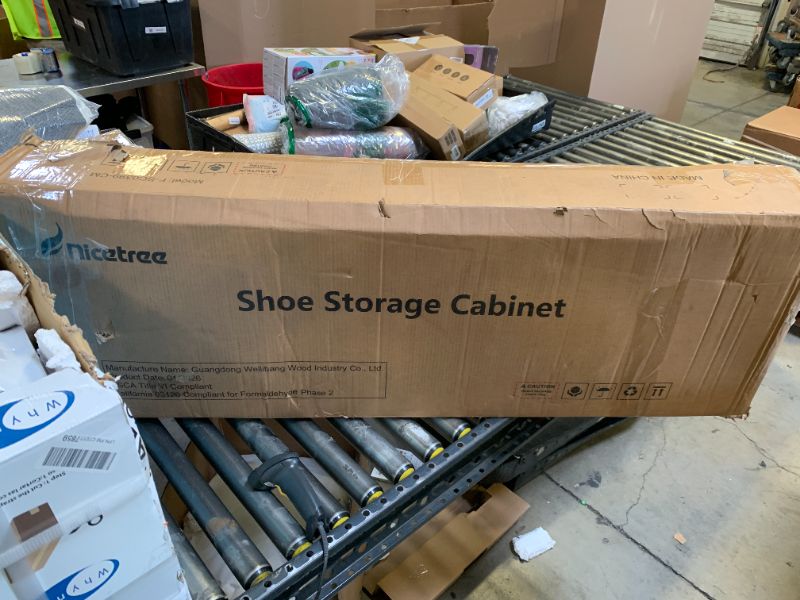 Photo 1 of Nicetree Freestanding Ultra Slim Arched Rattan Accent Shoe Storage Cabinet for Entryway - 3 Flip Drawers & 3-Tier Adjustable Shelves, Farmhouse Modern Rustic Shoe Rack for Hallway Foyer,Oak