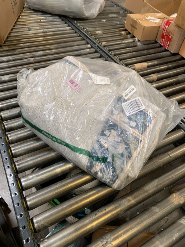 Photo 1 of Lessymo Dining Room Rugs for Under Table, 6x9 Washable Area Rug for Living Room, Low Pile Non-Slip Floor Carpet for Bedroom, Stain Resistance Vintage Floral Design Décor, Navy/Beige