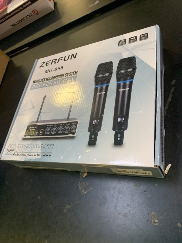Photo 1 of ZERFUN 2 Channel Rechargeable Wireless Microphone System, Pro UHF Metal Handheld Wireless Microphones Cordless Mics with Echo Bluetooth VOL Channel Control for Karaoke Singing Church(MU-898)