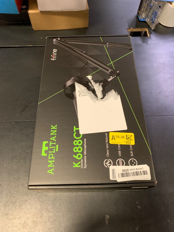 Photo 1 of FIFINE Dynamic Microphone with Boom Arm, Studio Vocal XLR Microphone, Podcast USB Mic Kit for PC with Mute Button, Volume Knob, Headphone Jack, for Streaming Recording-AmpliTank K688CT White