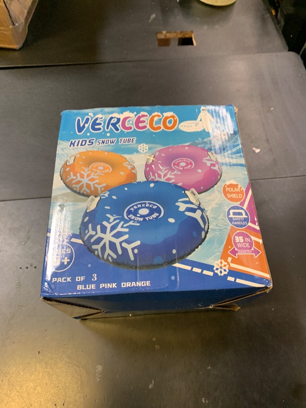 Photo 1 of 1/3 Packs Snow Tube Inflatable Sleds for Kids Snow Tubes for Sledding Heavy Duty 36'' Snow Sleds for Kids and Adult with Handles Outdoor Snow Toys Set for Boys Girl 3PCs-Mix