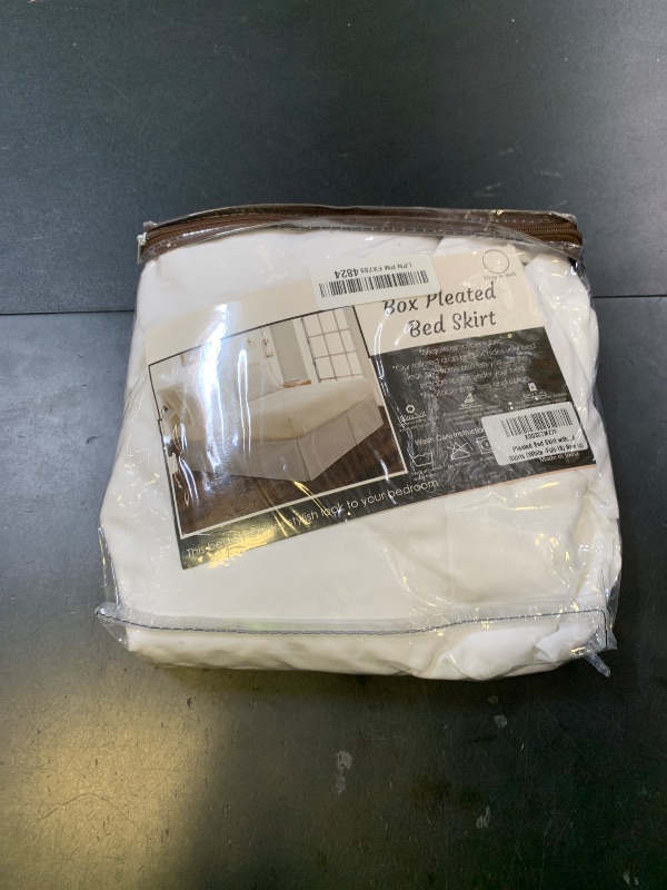 Photo 1 of Cottingon Box Pleated Bed Skirt with Split Corners, 100% Microfiber Soft, Sheen & Luxurious Look, Tailored Drop Easy Fit, Full 18", White