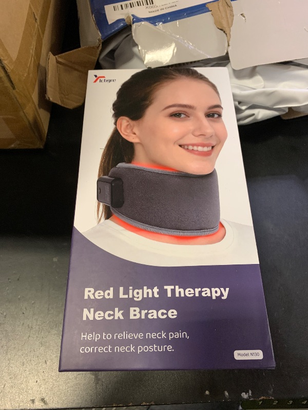 Photo 1 of Red Light Therapy Neck Brace - 660nm Red & 850nm Infrared LED Heated Cervical Collar for Neck Pain Relief & Support, Adjustable Wireless Cervical Collar for Office, Sleeping, at-Home Therapy (Grey)