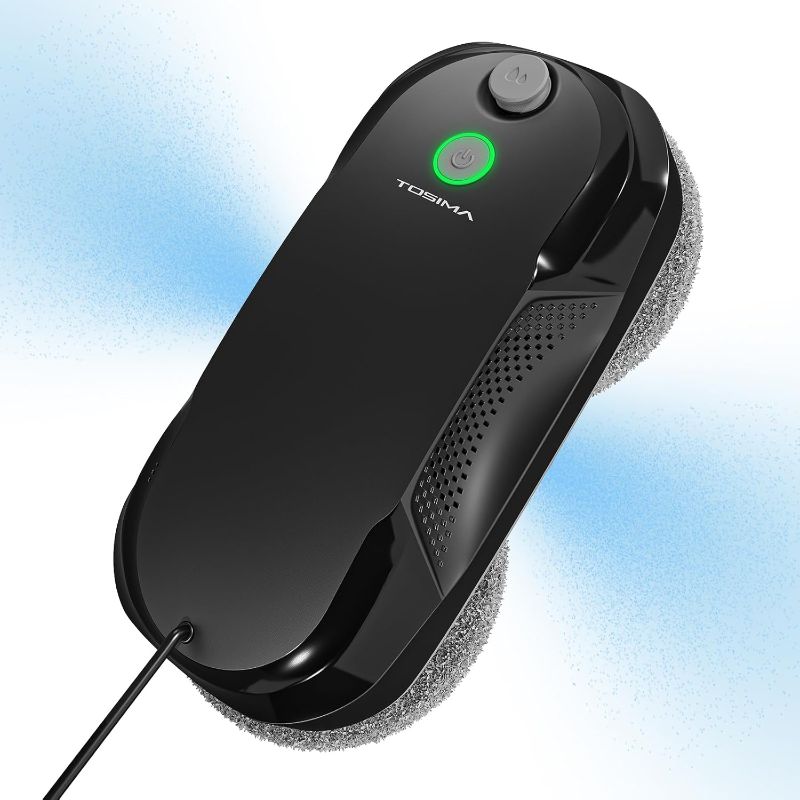 Photo 1 of Tosima W5 Window Cleaning Robot, Dual Direction Auto-Spray Smart Window Cleaner with Triple Safety System, Smart Navigation, Remote Control, for All Smooth Surfaces, with 8 Rags, Black
