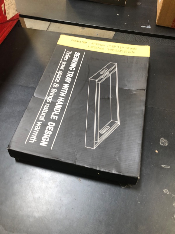 Photo 1 of **1-PACK** Fibogollo Acacia Wood Serving Tray with Handles,Decorative Trays Platter,Breakfast Tray in Bed,Food Drinks Tray for Eating,Working,Storing(Brown, Large 43 x 30 x 4cm)