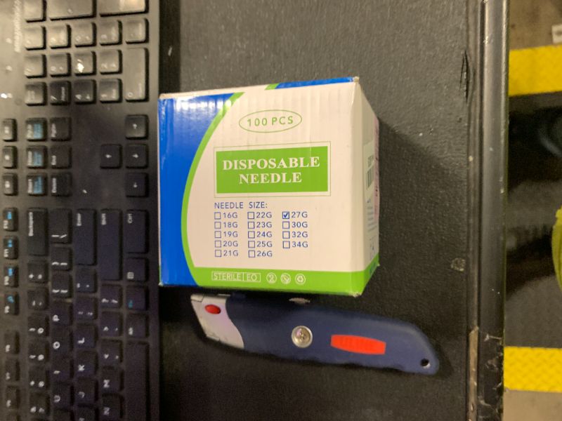 Photo 1 of 100Pack 27 Gauge 1/2 Inch Syringe Needles, Disposable Luer Lock Sterile Supplies