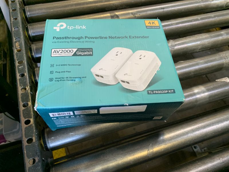 Photo 1 of TP-Link AV2000 Powerline Ethernet Adapter TL-PA9020P KIT - Powerline Network Adapter, Passthrough, 2x2 MIMO, 2 Gigabit Ports, Ethernet Over Power, Plug Pair & Play, Power Saving, Free Expert Help