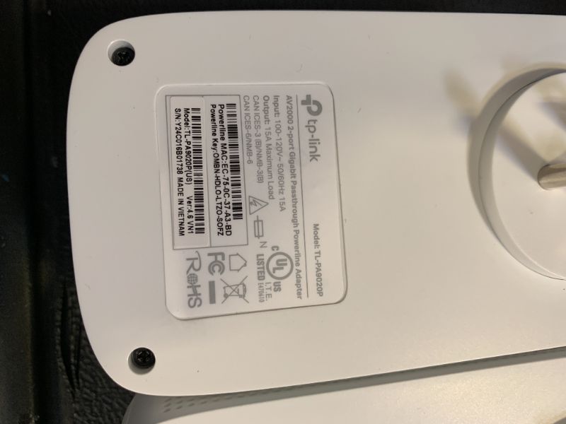 Photo 1 of TP-Link AV2000 Powerline Ethernet Adapter TL-PA9020P KIT - Powerline Network Adapter, Passthrough, 2x2 MIMO, 2 Gigabit Ports, Ethernet Over Power, Plug Pair & Play, Power Saving, Free Expert Help