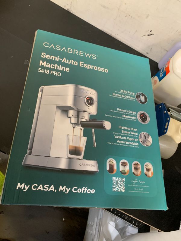 Photo 1 of CASABREWS 5418 PRO Espresso Machine 20 Bar, Upgraded Espresso Maker with Powerful Steam Milk Frother, Stainless Steel Coffee Machine with Fast Heating System for Cappuccino, Latte, Silver