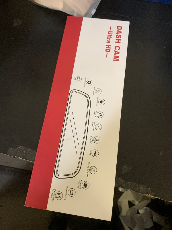 Photo 1 of 3 Channel Mirror Dash Cam, 12" Triple Rear View Mirror with Front 4K, Inside and Rear 1080P Cameras with 5.8GHz WiFi, G-Sensor, Night Vision, Reverse Assist, Parking Monitoring