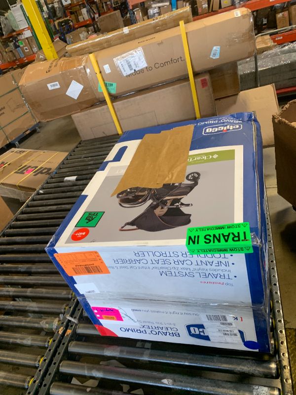 Photo 1 of Chicco Bravo Primo ClearTex 3-in-1 Trio Travel System, Bravo Primo Quick-Fold Stroller with KeyFit Max Zip ClearTex Infant Car Seat and Base, Somerset/Black