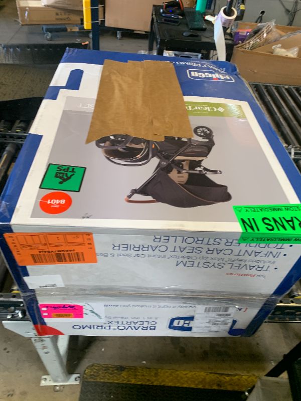 Photo 1 of Chicco Bravo Primo ClearTex 3-in-1 Trio Travel System, Bravo Primo Quick-Fold Stroller with KeyFit Max Zip ClearTex Infant Car Seat and Base, Somerset/Black