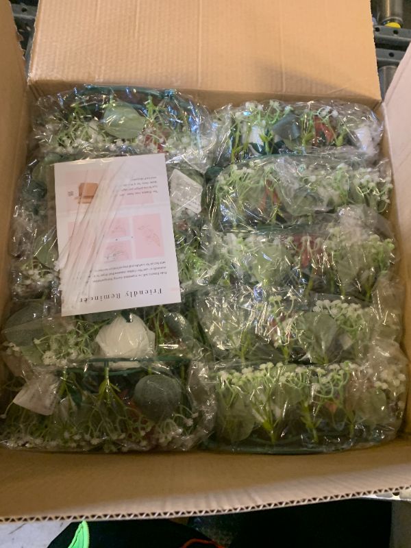 Photo 1 of BLOSMON Wedding Flower Rings Centerpiece: 10 Pcs 14 Inch Diam Large Dusty Pink White Rose Babys Breath Fake Flowers Candle Rings Wreaths for Home Party Table Decor Artificial Spring Floral Wreath