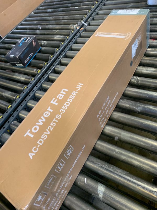 Photo 1 of **USED** NEWBULIG Tower Fan for Bedroom, Oscillating Standing Bladeless Fan with Remote, 5 Speeds & 4 Modes, 28dB Quiet for Sleep, 22.3ft/s High Velocity, LED Display, 12H Timer, Office, Home, Dorm, Silver