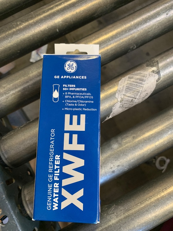 Photo 1 of GE XWFE Refrigerator Water Filter, Genuine Replacement Filter, Certified to Reduce Lead, Sulfur, and 50+ Other Impurities, Replace Every 6 Months for Best Results, Pack of 1