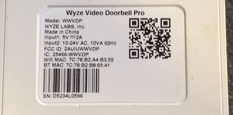 Photo 1 of Wyze Wireless Video Doorbell Pro (Chime Included) with Easy-to-Use Design, 1440 HD Video, 1:1 Head-to-Toe View (1:1 Aspect Ratio), 2-Way Audio, Night Vision