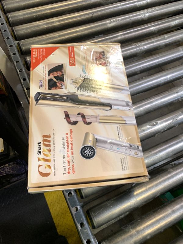 Photo 1 of Shark Glam Ceramic & Powerful Air Styling & Drying System, with Silki Straightener & Shark Glossi Air Glosser, for Drying, Curling, Straightening & Glossing, Gold, HD6051S (Straight & Wavy Hair)