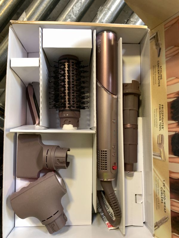 Photo 1 of Shark Glam Ceramic & Powerful Air Styling & Drying System, with Silki Straightener & Shark Glossi Air Glosser, for Drying, Curling, Straightening & Glossing, Gold, HD6051S (Straight & Wavy Hair)