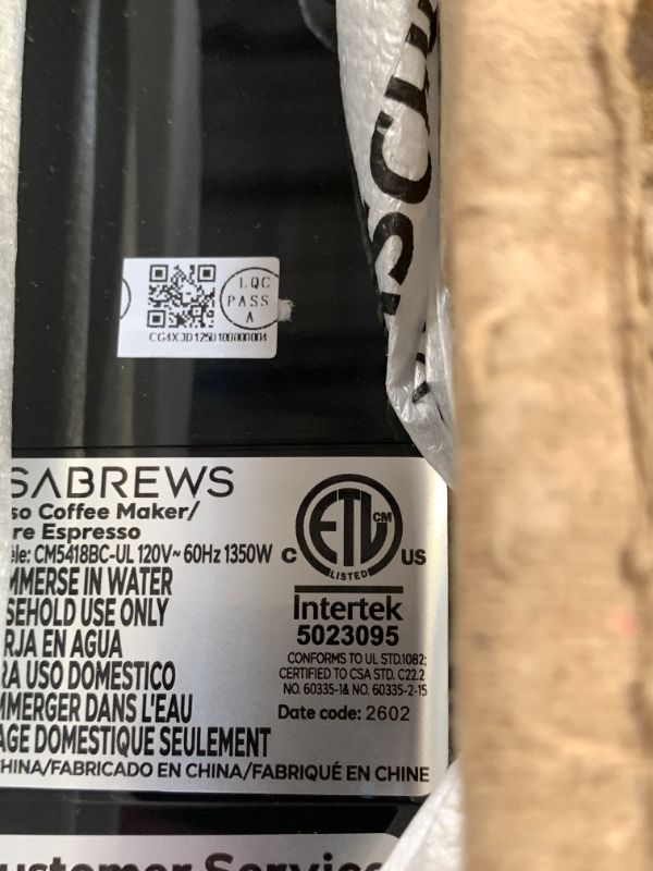 Photo 1 of CASABREWS CM5418 Espresso Machine 20 Bar, Compact Espresso Maker with Steam Milk Frother, Stainless Steel Coffee Machine with 34oz Removable Water Tank for Cappuccino, Small Latte Machine, Silver