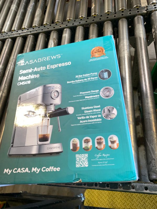 Photo 1 of CASABREWS CM5418 Espresso Machine 20 Bar, Compact Espresso Maker with Steam Milk Frother, Stainless Steel Coffee Machine with 34oz Removable Water Tank for Cappuccino, Small Latte Machine, Silver