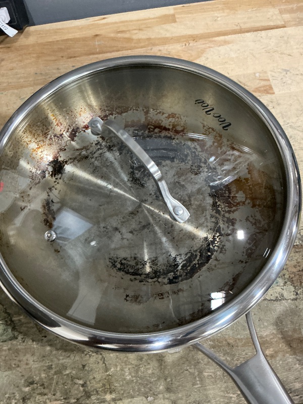 Photo 1 of **NEEDS CLEANING**VocVoi 12 inch Tri-Ply Stainless Steel Frying Pan with LID,PFOA&PTFE Free Skillets,Chef's Pans,Dishwasher and Oven Safe Cookware, Works on Induction,Ceramic and Gas Cooktops