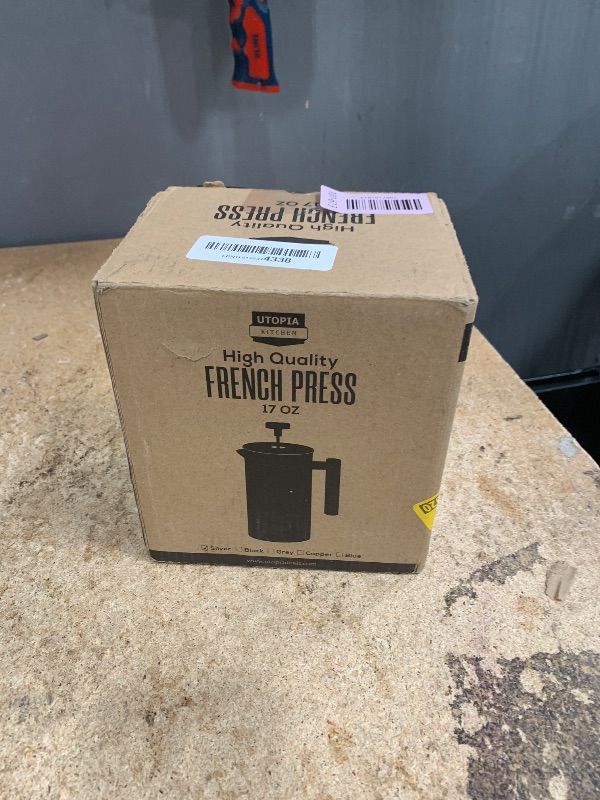 Photo 1 of ****PARTS ONLY ** Utopia Kitchen 304 Grade Stainless Steel French Press Coffee Maker 17 Oz, Double Wall Insulated Coffee Press with 4-Level Filtration system, Include 2 Extra Filters, Rust-Free, Dishwasher Safe, Silver
