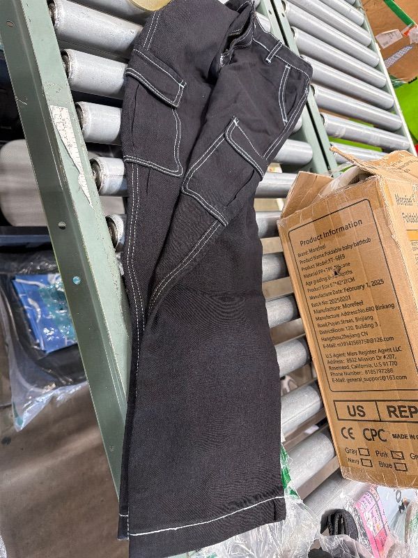Photo 1 of ***STOCK PHOTO FOR REFERENCE ONLY***Haloumoning Boys Cargo Baggy Pants Elastic Waist Wide Leg Jeans Casual Demin Pants with Pockets 10-12 Years Black