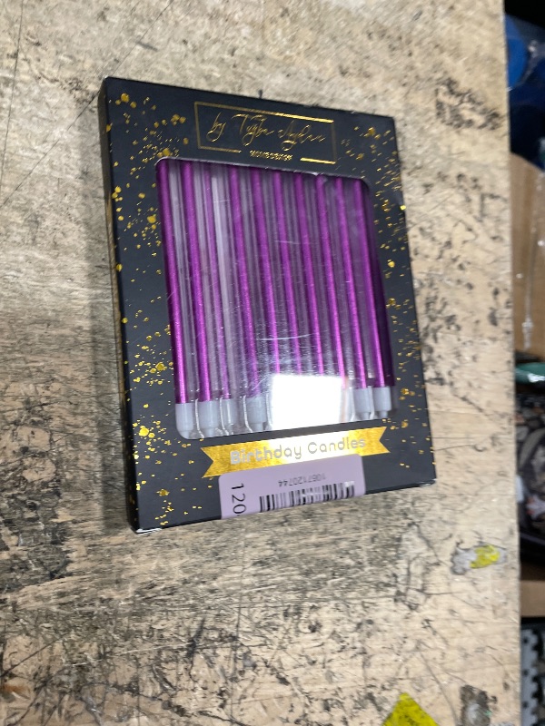 Photo 1 of - Purple Birthday Candles - 24 Count & Green Bows : 2 item bundle 