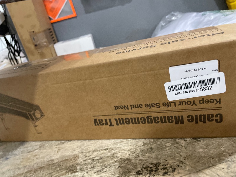 Photo 1 of [Upgraded] Under Desk Cable Management Large, Cinati 16" Cable Management Box for Table Thickness up to 3", Wire Cord Organizer with Clamp No Drill, No Damage to Desk (White)