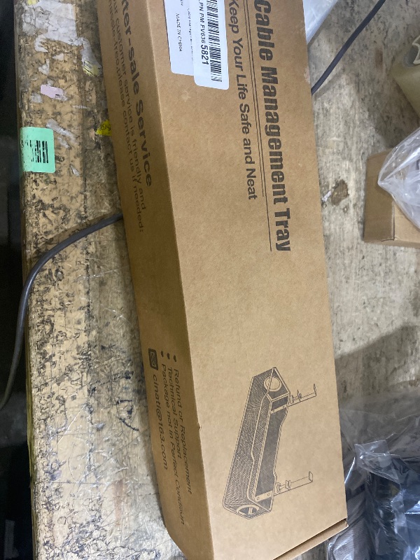 Photo 1 of [Upgraded] Under Desk Cable Management Large, Cinati 16" Cable Management Box for Table Thickness up to 3", Wire Cord Organizer with Clamp No Drill, No Damage to Desk (White)