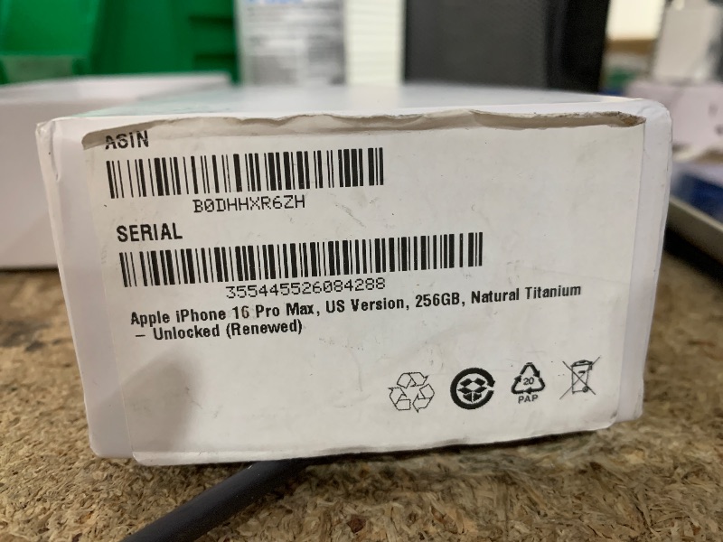 Photo 1 of *** PHONE IS LOCKED WITH PASSWORD *** Apple iPhone 16 Pro Max, US Version, 256GB, Natural Titanium - Unlocked (Renewed)LPNPMGY0268178