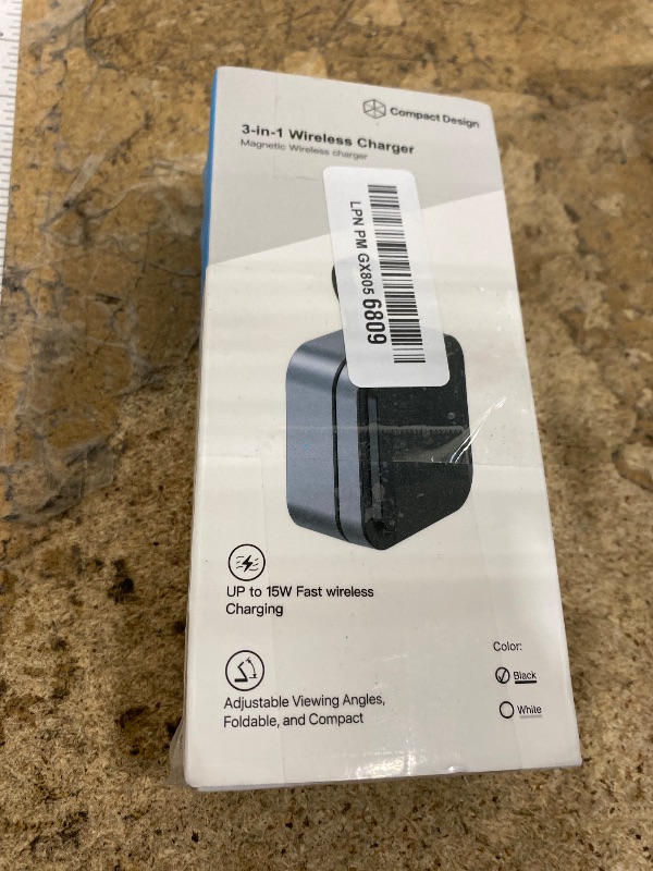 Photo 1 of **MISSING USB-C CORD**3 in 1 Wireless Charging Station for Apple Devices, Magnetic Foldable Travel Fast Charger Stand Compatible with MagSafe for iPhone Air/17/16/15/14/13/12 Series, Apple Watch & AirPods Pro/4/3/2-Black