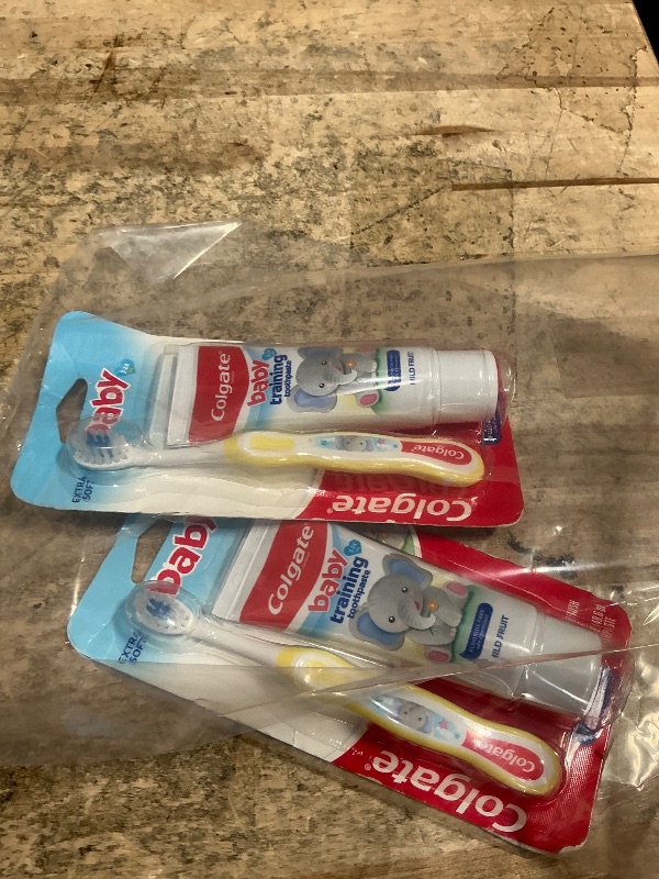 Photo 1 of  2 Colgate Baby Toothbrush and Fluoride Free Training Toothpaste Kit, Bubblefruit, 1.75 oz, 3-24 Months