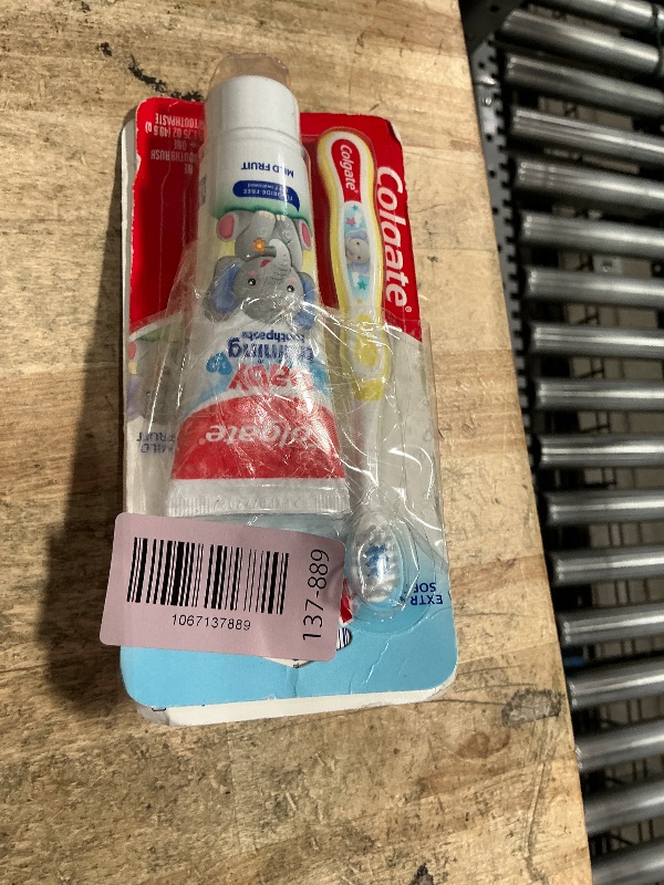 Photo 1 of  2 PACK Colgate Baby Toothbrush and Fluoride Free Training Toothpaste Kit, Bubblefruit, 1.75 oz, 3-24 Months