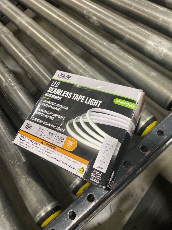 Photo 1 of Feit Electric 16 ft LED COB Tape Light, 2950 Lumens Total, 3000K Bright White, Dimmable with Included Remote, Plug-in or Direct Wire Installation, Ultrathin Continuous Strip Lighting, TAPE192/COB/LED