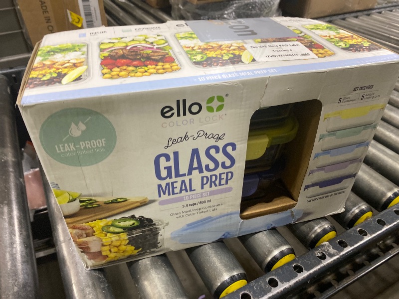 Photo 1 of Ello Color Lock 3.4 Cup 10PC, 5 Pack Glass Meal Prep Sets Leak-Proof Glass Food Storage Containers with Airtight BPA-Free Plastic Lids, Dishwasher, Microwave, and Freezer Safe, Purple Rain
