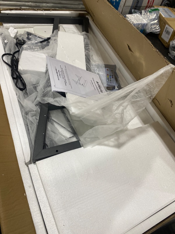 Photo 1 of Armocity Music Studio Desk, Music Production Workstation with Power Outlets and RGB LED Lights, Recording Studio Table Desks Music Producer for Home, White