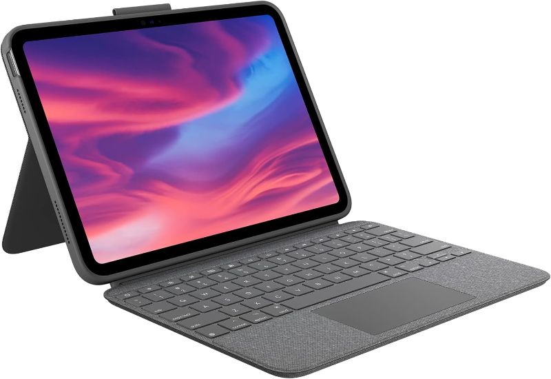 Photo 1 of Logitech Combo Touch, Detachable iPad Keyboard Case (10th gen and A16) with Large Precision Trackpad, Full-Size Backlit Keyboard, and Smart Connector Technology - Oxford Gray
