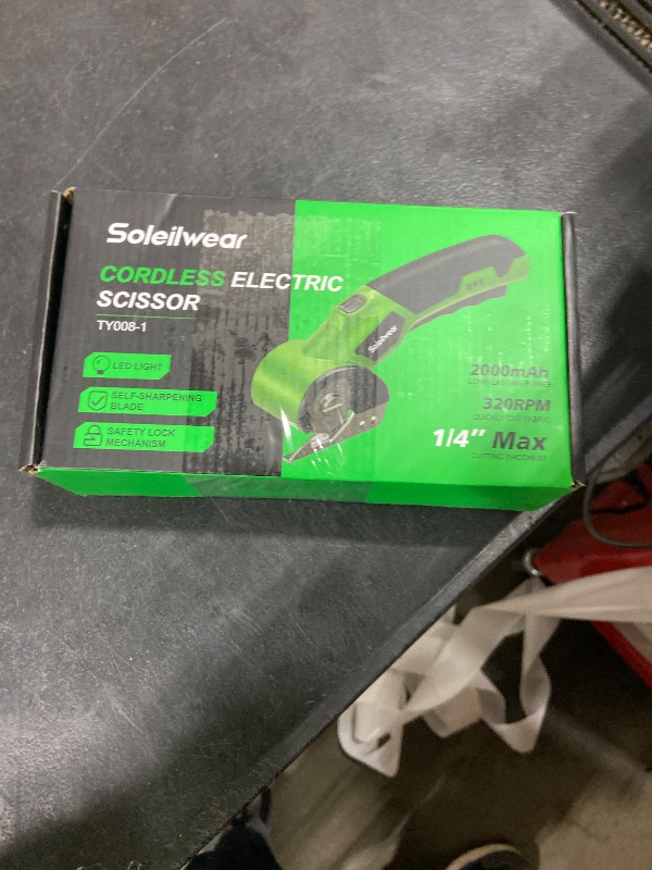Photo 1 of Cardboard Cutter, Rechargeable Cordless Electric Scissors, 4V Upgrade Motor Electric Box Cutter with 2 Blades, Safety Lock & LED Light, Powerful Cutting for Cardboard Box, Plastic, Leather