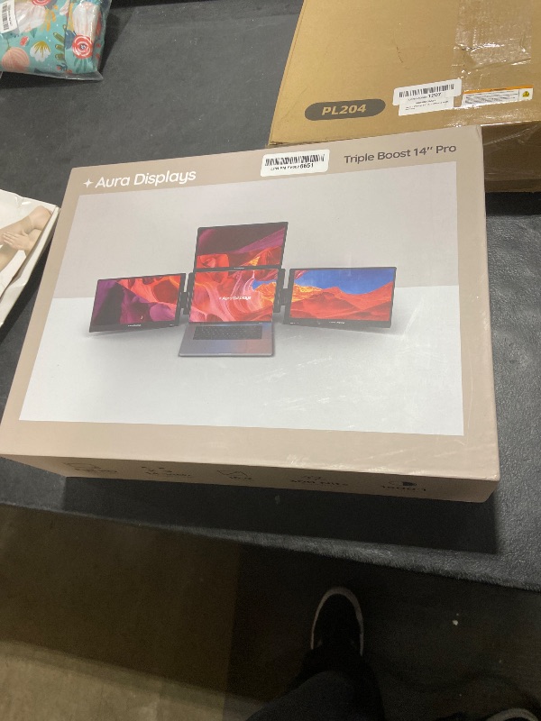Photo 1 of Aura Displays Triple Boost 14” Pro | Premium Triple Portable Monitor Extender | Full Aluminum | Quad Screens | 3×14” FHD 1080P HDR IPS | USB-C & HDMI | Compatible with 11”-18” Laptops